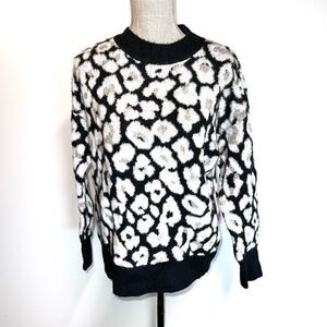 NWT Vince Camuto Leopard Print Mock Neck Sweater Womens Sz XS
